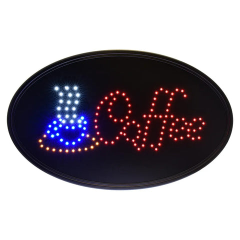Alpine Industries ALP497-05 LED Coffee Sign, 23"W x 14"H, Oval Black Frame