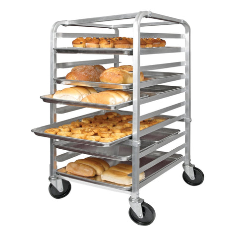 Winco ALRK-10 10-Tier End-Load Aluminum Sheet Pan Rack with 3" Spacing