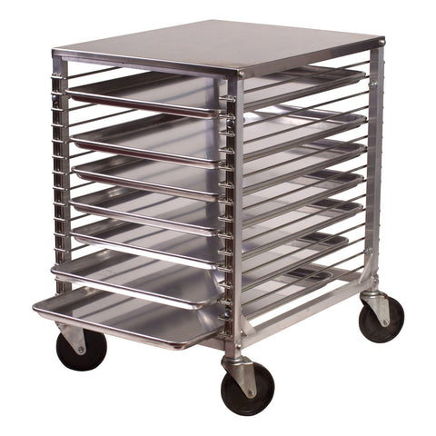 Winco ALRK-15 15-Tier End-Load Aluminum Sheet Pan Rack with Worktable Top