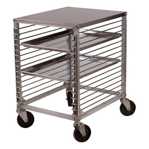 Winco ALRK-15 15-Tier End-Load Aluminum Sheet Pan Rack with Worktable Top