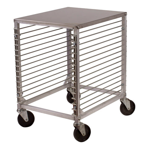Winco ALRK-15 15-Tier End-Load Aluminum Sheet Pan Rack with Worktable Top