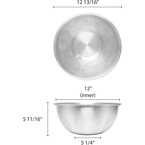Thunder Group ALSKAC001 Heavy Duty 12 Qt. Aluminum Asian Style Colander
