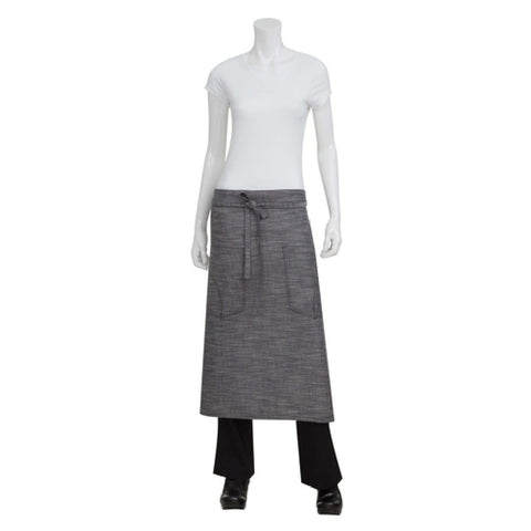 Chef Works ALWXX022-BSL-0 Corvallis Bistro 31" Waist Apron with Grommets, Black-Steel Gray