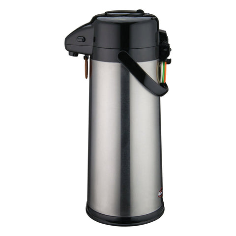 Winco AP-535 Glass Lined Airpot with Push Button Top, 3 Liter, Stainless Steel Body
