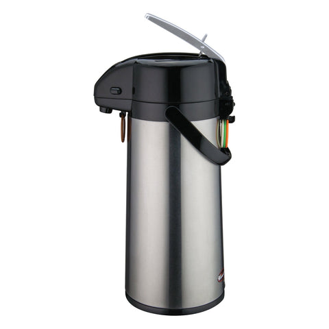 Winco AP-822 Glass Lined Lever Top Airpot, Stainless Steel Body, 2.2 Liter