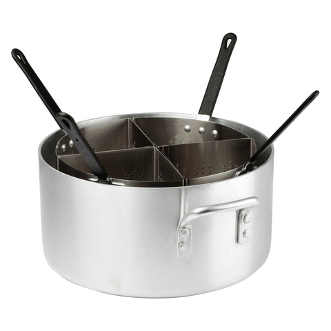 Winco APS-20 20 Quart Aluminum Pasta Cooker Set with 4 Stainless Steel Inserts
