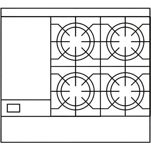 American Range AR-12G-4B 36 in 4-Burner Gas Range with 12 in Griddle and Standard Oven