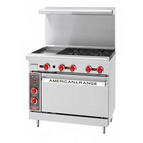 American Range AR-12G-4B 36 in 4-Burner Gas Range with 12 in Griddle and Standard Oven