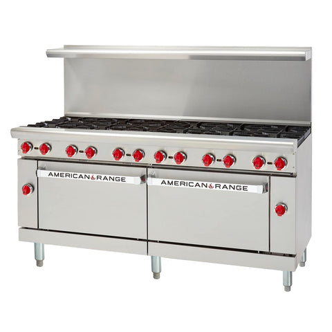 American Range AR-12 72 Inch Heavy Duty Gas Restaurant Range with 12 Burners and 2 Ovens
