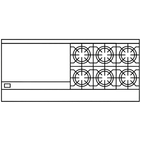 American Range AR-24G-8B-DSB NG 72 inch Gas Range with 8 Open Burners, 24 inch Left Griddle and (2) Storage Bases (Natural Gas)