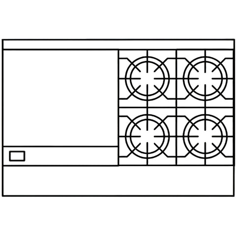 American Range AR-36G-4B-CL-126R 60 in Gas Range with 4 Open Burners, 36 in Griddle, Standard and Convection Ovens