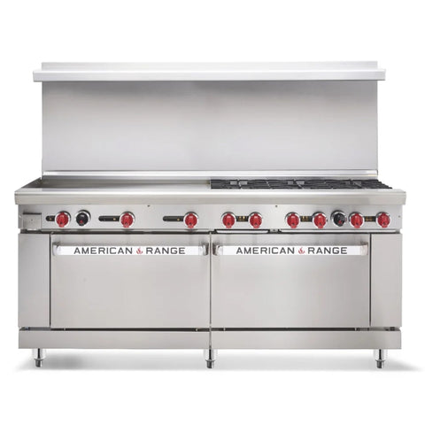 American Range AR-36G-6B 72 in 6-Burner Gas Range with 36 in Griddle and Double Standard Ovens