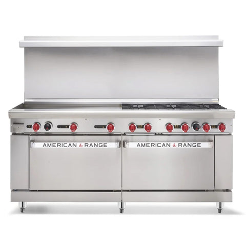 American Range AR-36G-6B 72 in 6-Burner Gas Range with 36 in Griddle and Double Standard Ovens