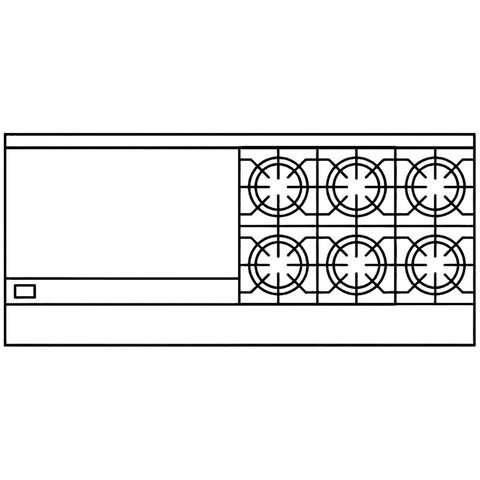 American Range AR-36G-6B 72 in 6-Burner Gas Range with 36 in Griddle and Double Standard Ovens