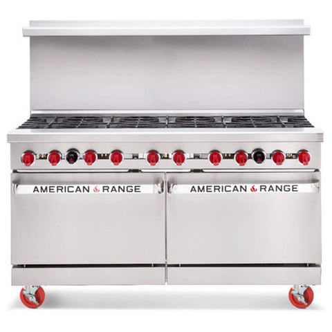 American Range AR-24G-6B 60 in Gas Restaurant Range with 6 Burners, 24 in Griddle, and 2 Standard Ovens