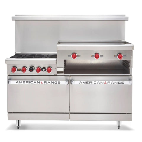 American Range AR-6B-36RG 72 Inch Gas Restaurant Range with 6 Open Burners and 36 Inch Raised Griddle/Broiler