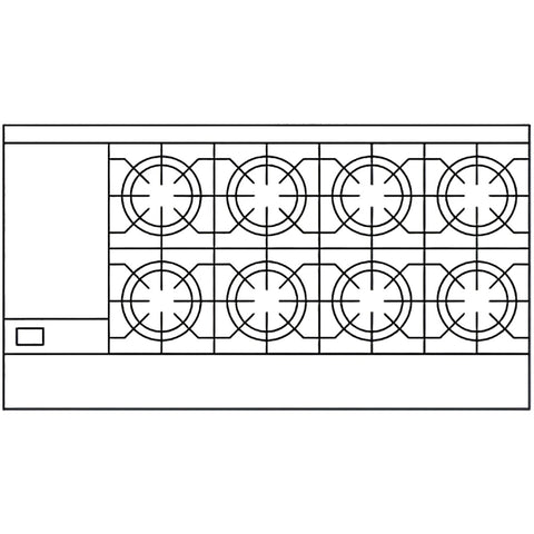 American Range AR-8B-24RG 72 in 8-Burner Gas Range with 24 in Raised Griddle/Broiler and Double Standard Ovens