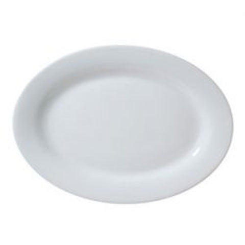 Vertex China ARG-28 Argyle Oval Platter, 15.5" White Rolled Edge