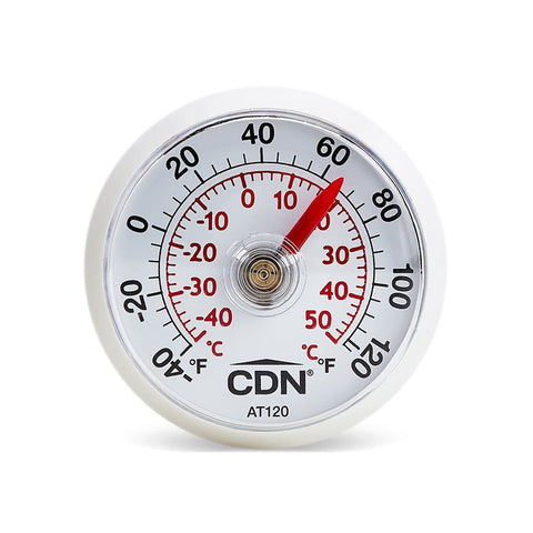 CDN AT120 Air Thermometer - 1-3/4 in. Dial Stick-On Indoor/Outdoor Analog Thermometer, 12-Pack
