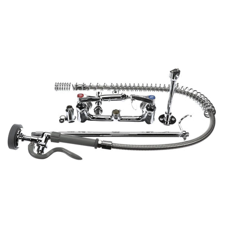 T&S Brass B-0133-ADF-LN EasyInstall Wall Mount Pre-Rinse Faucet with 8" Centers and Add-On Faucet Base