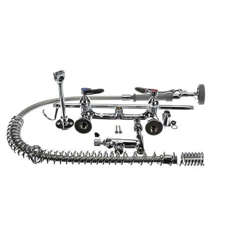 T&S Brass B-0133-ADF-LN EasyInstall Wall Mount Pre-Rinse Faucet with 8" Centers and Add-On Faucet Base