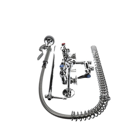 T&S Brass B-0133-ADF-LN EasyInstall Wall Mount Pre-Rinse Faucet with 8" Centers and Add-On Faucet Base