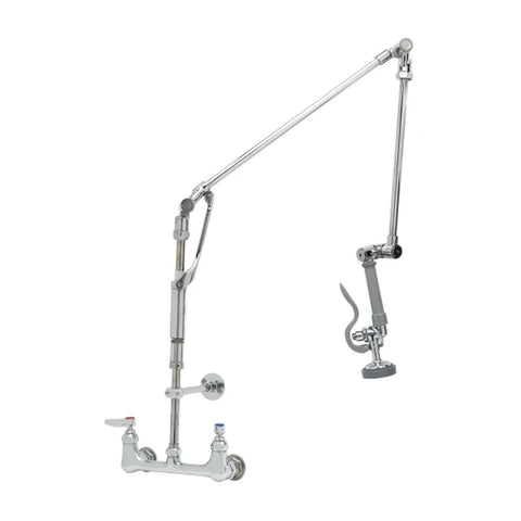 T&S Brass B-0134-B Pre-Rinse Faucet Unit, Wall Mount, Roto-Flex, 8 in Centers, 40 in Height