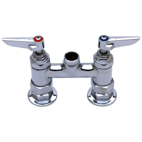 T&S Brass B-0225-LN 4-Inch Deck Mount Mixing Faucet with Swivel Outlet, Polished Chrome