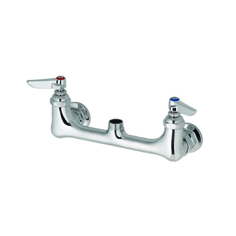 T&S Brass B-0230-CR-LN Wall-Mount Sink Mixing Faucet without Nozzle, 8" Centers