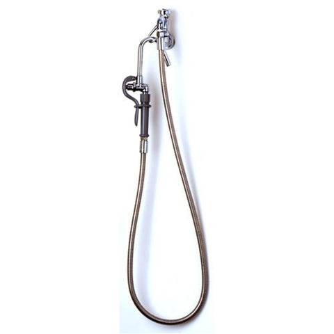 T&S Brass B-0600 Wall Mount Pot and Kettle Filler with 68" Stainless Steel Hose and Self-Closing Hook Nozzle