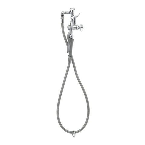 T&S Brass B-0605 Wall Mount Pot Filler Faucet with 68-in. Stainless Steel Hose and Hook Nozzle