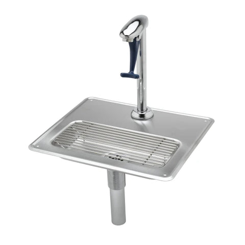 T&S Brass B-1230 Glass Filler Water Station with 8" Pedestal and Stainless Steel Drip Pan