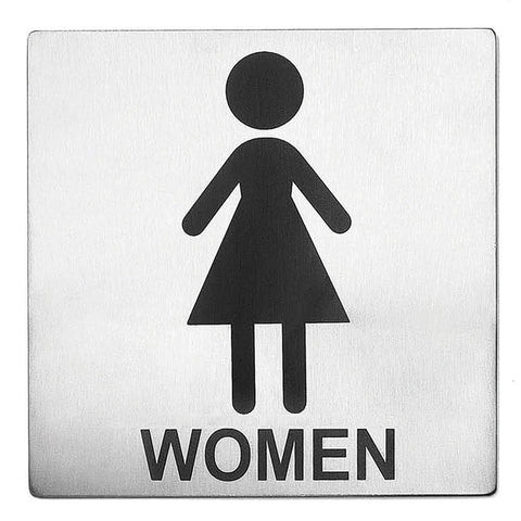 Tablecraft Products B11 Women's Restroom Sign, Stainless Steel, 5 x 5 in.