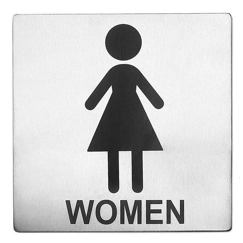 Tablecraft Products B11 Women's Restroom Sign, Stainless Steel, 5 x 5 in.