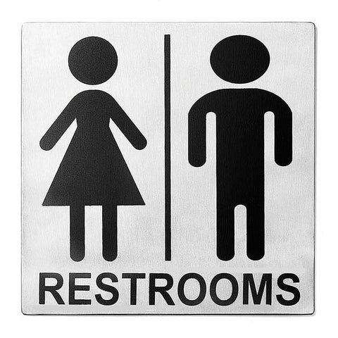 TableCraft Products B12 Men/Women Restroom Sign, Stainless Steel, 5 x 5 in.