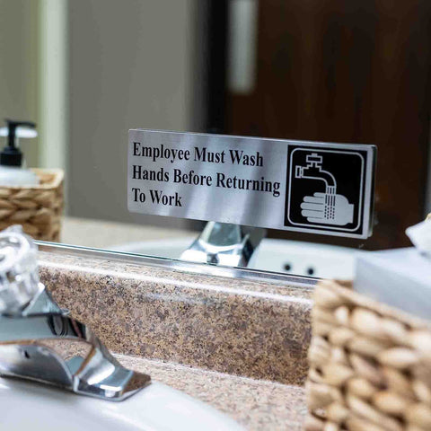 TableCraft Products B22 Hand Washing Compliance Sign, Stainless Steel, 9 x 3 in