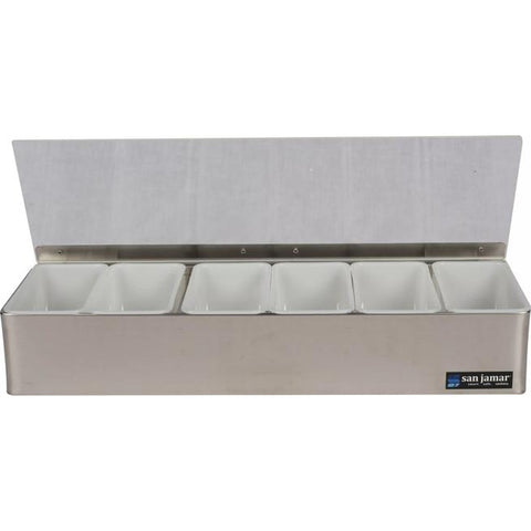San Jamar B4186L Non-Chilled Stainless Steel 6-Pint Garnish Tray with Lid