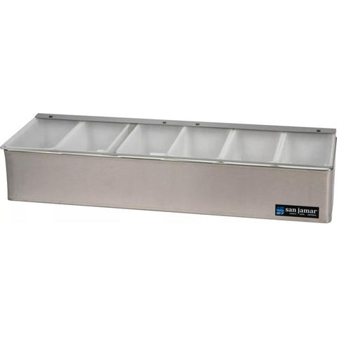 San Jamar B4186L Non-Chilled Stainless Steel 6-Pint Garnish Tray with Lid