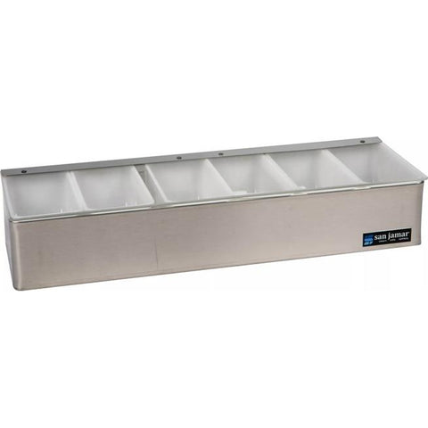 San Jamar B4186L Non-Chilled Stainless Steel 6-Pint Garnish Tray with Lid