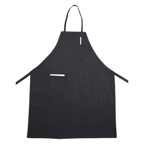Winco BA-PBK Full-Length Bib Apron with Pockets, Black