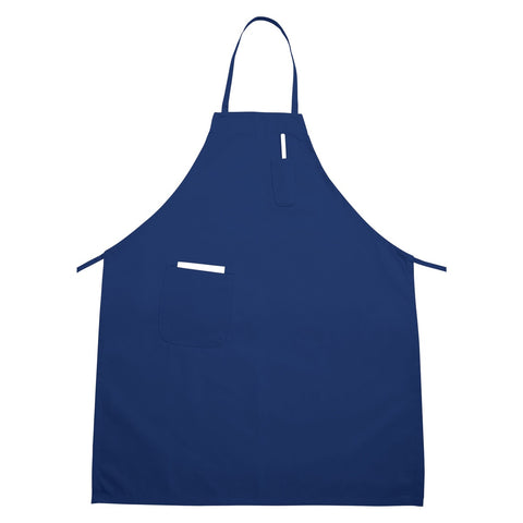 Winco BA-PBL Full-Length Blue Bib Apron with Pockets, 33" x 26"