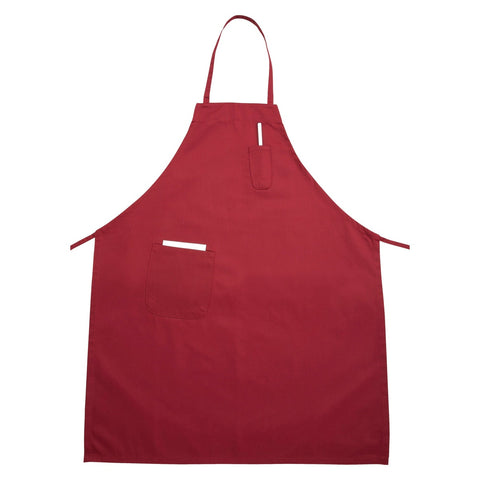 Winco BA-PRD Full-Length Red Bib Apron with Pockets