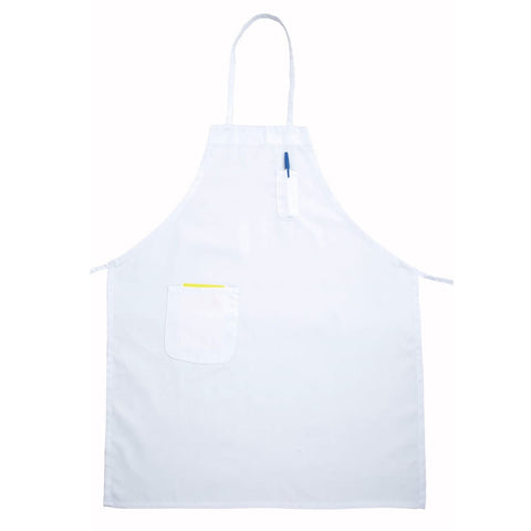 Winco BA-PWH White Bib Apron, 33" x 26\" Poly-Cotton, Signature Chef