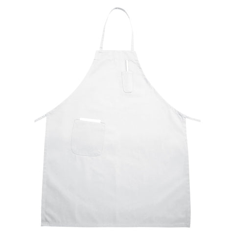 Winco BA-PWH Full-Length Bib Apron with Pockets, White