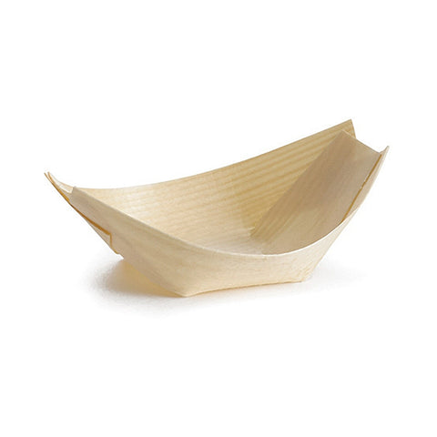Tablecraft BAMDB65 Large Disposable Pinewood Serving Boat, Pack of 50