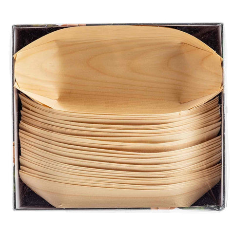 TableCraft BAMDB8 Extra Large Disposable Pinewood Serving Boat, 8 oz, 50/Pack
