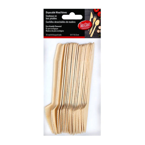 Tablecraft BAMDKN65 6-1/2" Disposable Pinewood Knife, Pack of 25