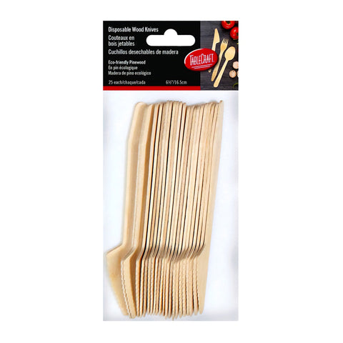 Tablecraft BAMDKN65 6-1/2" Disposable Pinewood Knife, Pack of 25