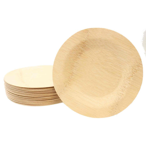 TableCraft Products BAMDRP9 9 in Round Bamboo Disposable Plate, Natural
