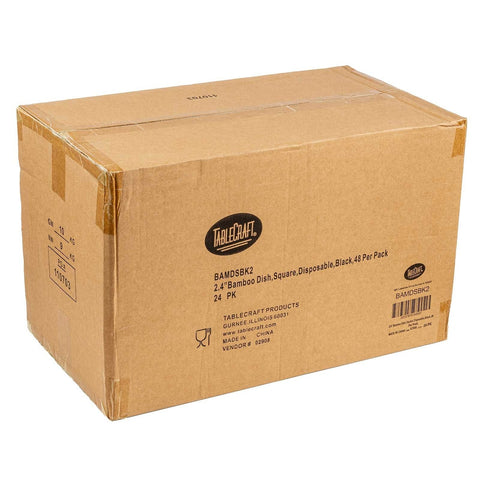 TableCraft Products BAMDSBK2 2.375 x 2.375 Square Bamboo Dish, Black